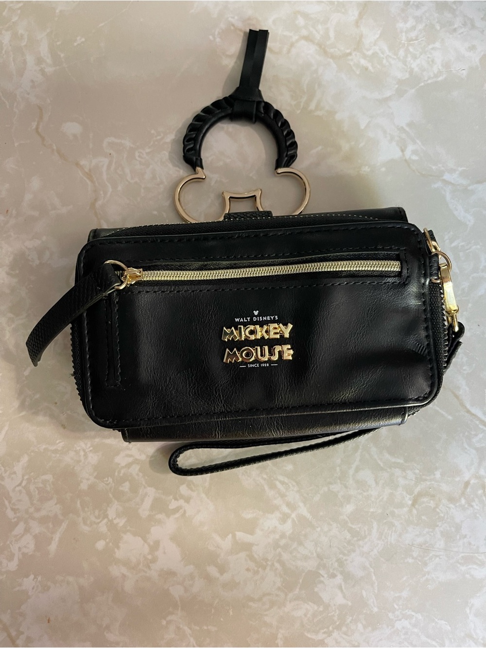 Disney Mickey Mouse Bioworld Wallet Wristlet - 2 Compartments Black Faux Leather